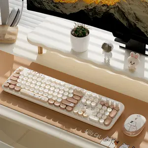 Mofii Wireless Keyboard and Mouse Set, 2.4g Full Size Colorful Keyboard and Mouse for Desktop Laptop, Mocha Us Qwerty (no Batteries Included)