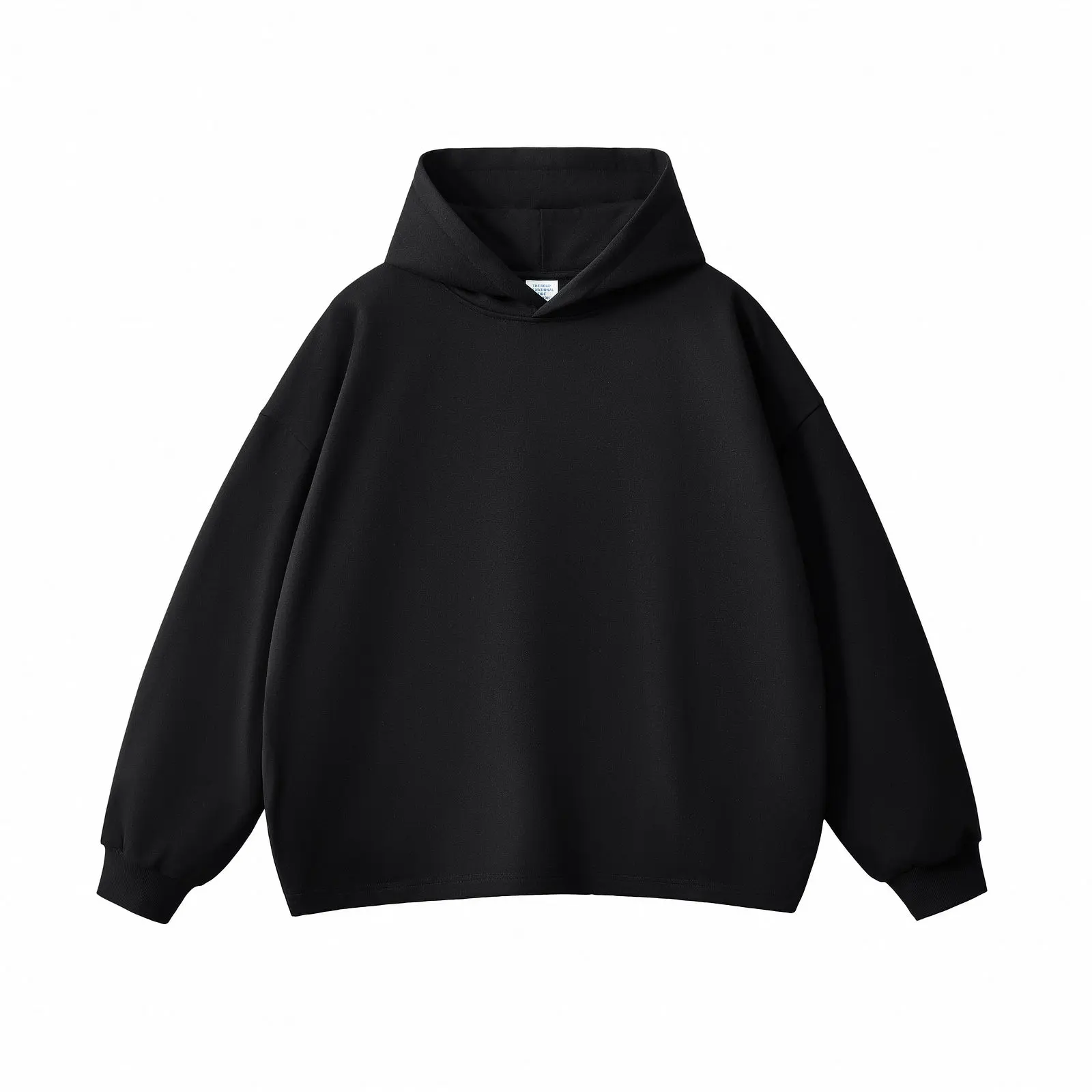Black Dark Gray White Oversized Drop Shoulder Cropped Boxy Blank Pullover Hoodie Unisex Heavy Soft Fleece No Drawstring Plain Basic DIY Print Y2K Street All Season Short Layer Top