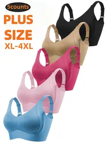 5-Pack Plus Size Comfortable Seamless Smooth Bras, Sizes 1XL-4XL, Designed for Women, Wire-Free Push-Up Casual Style, Suitable for Daily Wear, Maximum Comfort