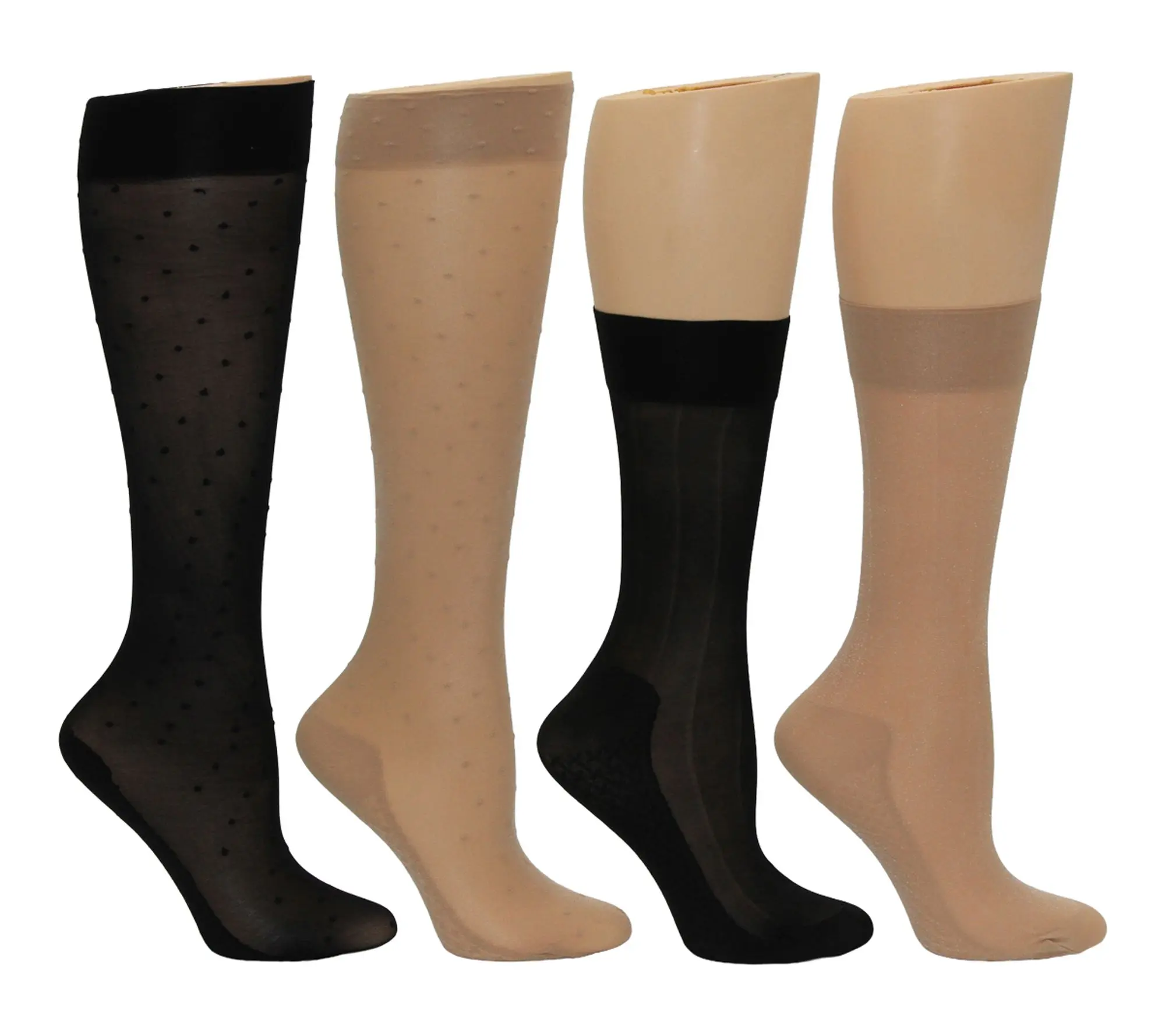 Envy Legwear Ladies Missy Sheer Textured 4 Pack Trouser Socks