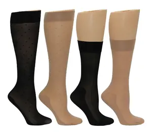 Envy Legwear Ladies Missy Sheer Textured 4 Pack Trouser Socks