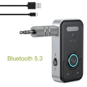2 in 1 Wireless Bluetooth AUX Adapter Premium Pro Bluetooth 5.3 Transmitter Receiver for Vehicles and Home Stereos
