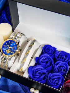 Mother's Day Gift Men's Business Fashion Waterproof Luminous Quartz Watch, with Box, Fashionable Watch, Fashion Watch Set for Party, Daily Decor, Trendy All-match & Exquisite Watch Set for Gift, Business Fashion Watches