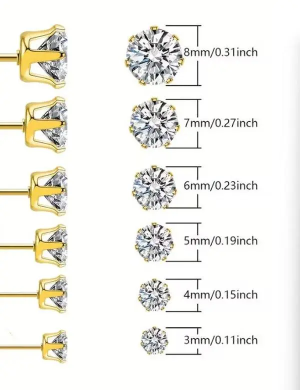stud earrings 3 Pairs 18K Gold Plated Women's Stud Earrings, Hypoallergenic Earring Set, High Quality Cubic Zirconia Stud Earrings for Women