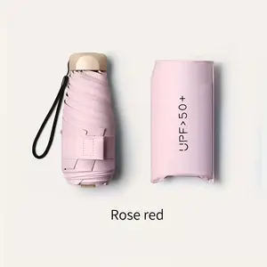 Ultra-Compact Six-Bone Folding Umbrella, Lightweight Sun Protection, Fits Small Bags, Car Glove Box, Hiking Shopping Business Travel, Portable Foldable Umbrella