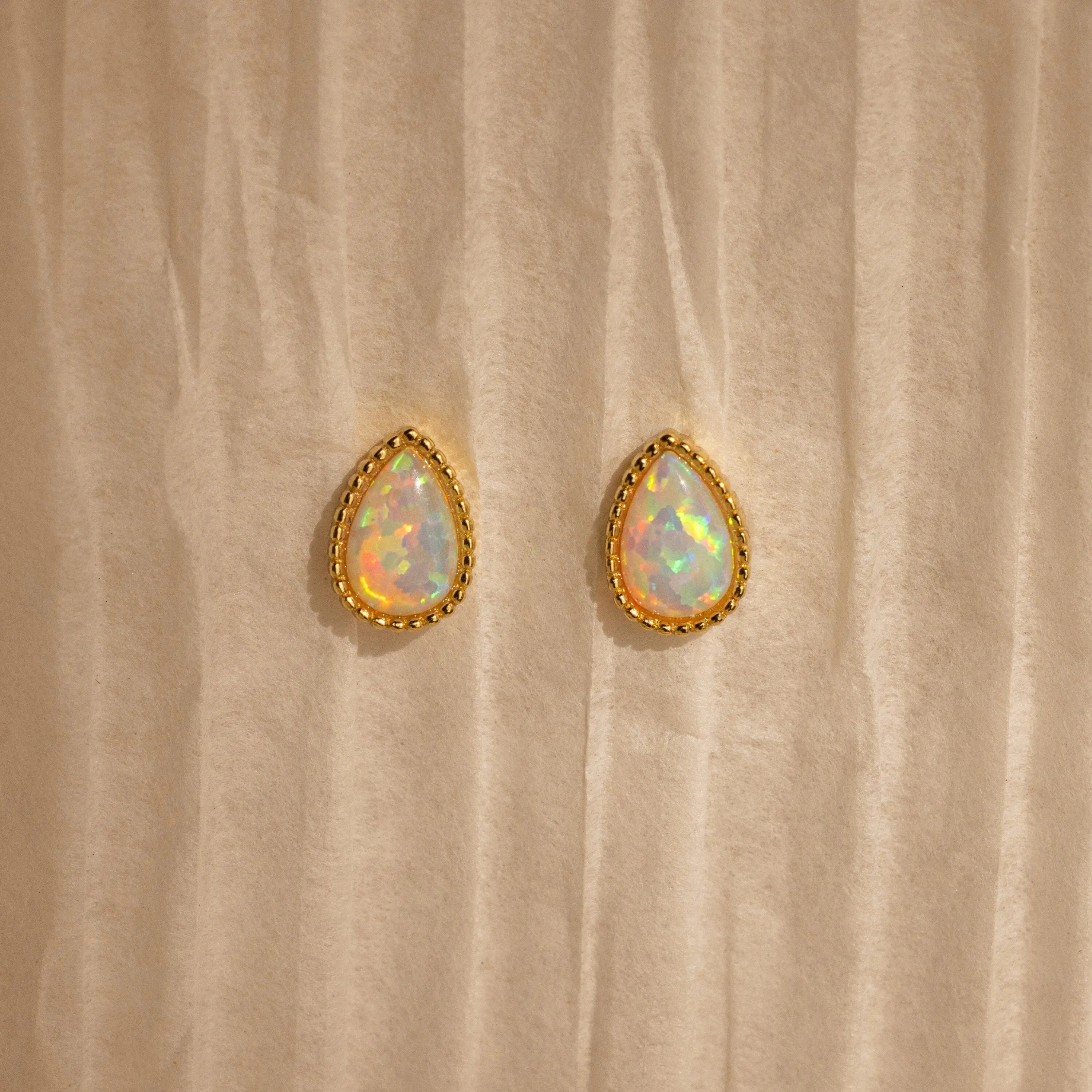 Opal Teardrop Studs by Caitlyn Minimalist - Vintage Inspired Opal Statement Earrings - Opal Jewelry - Anniversary Gift for Her