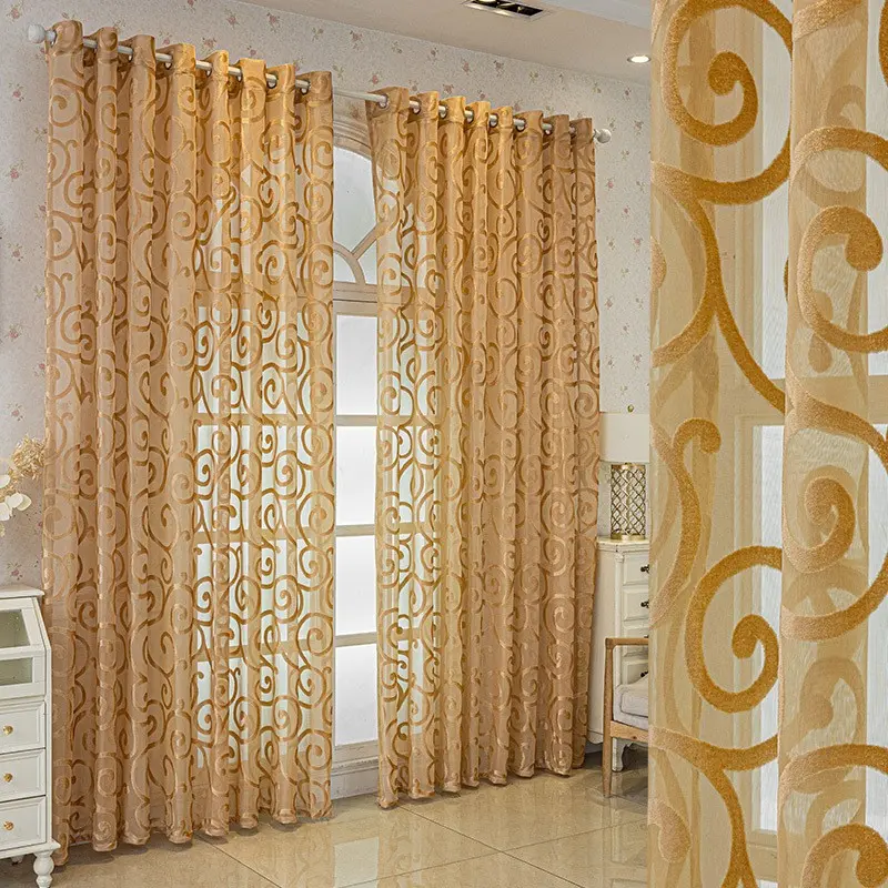 1pc European Luxury Embroidered Hollow Window Curtain, Window Drapes, Hole Hanging, Easy Install Curtain, Home Decorative Curtain, Suitable for Bedroom, Living Room, Room Divider, Home Decoration