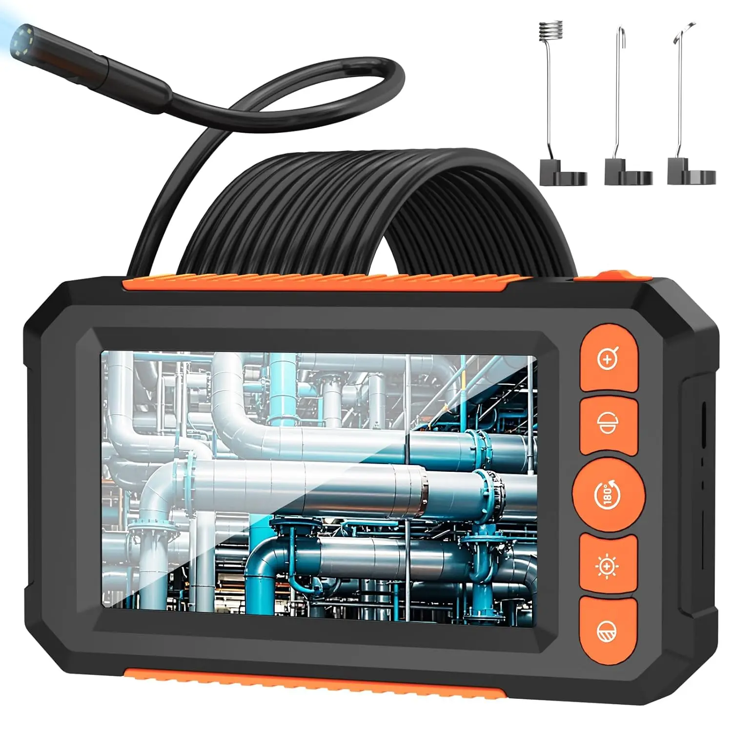 Industrial Endoscope Borescope Camera with Light, 4.3'' Screen HD Digital Snake Camera, Waterproof Sewer Inspection Camera with Cable, Measuring Gauges, Car Stuff, Vehicle, Automotive Inspection Tools summerwins