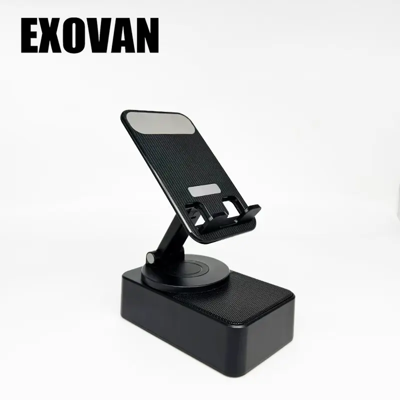 Wireless Audio Bluetooth Speaker 5in1 Phone Holder Emergency Rechargeable withColorful Ambient Light 300° Foldable for Tablet iPhone Android, Gifts for Men Women ，Black with LED Nightlight Wireless Induction Bluetooth Speaker Stand