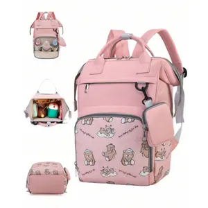 Large Capacity Baby Diaper Bag Backpack, Multifunctional Diaper Bag, Fashionable Portable Maternity Bag with Pockets, Cute Animal Print Design, All Seasons Use