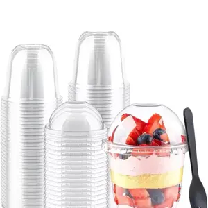 50pcs Dessert Cups with Lids - Plastic, Clear Design, Ideal for Dessert Presentation
