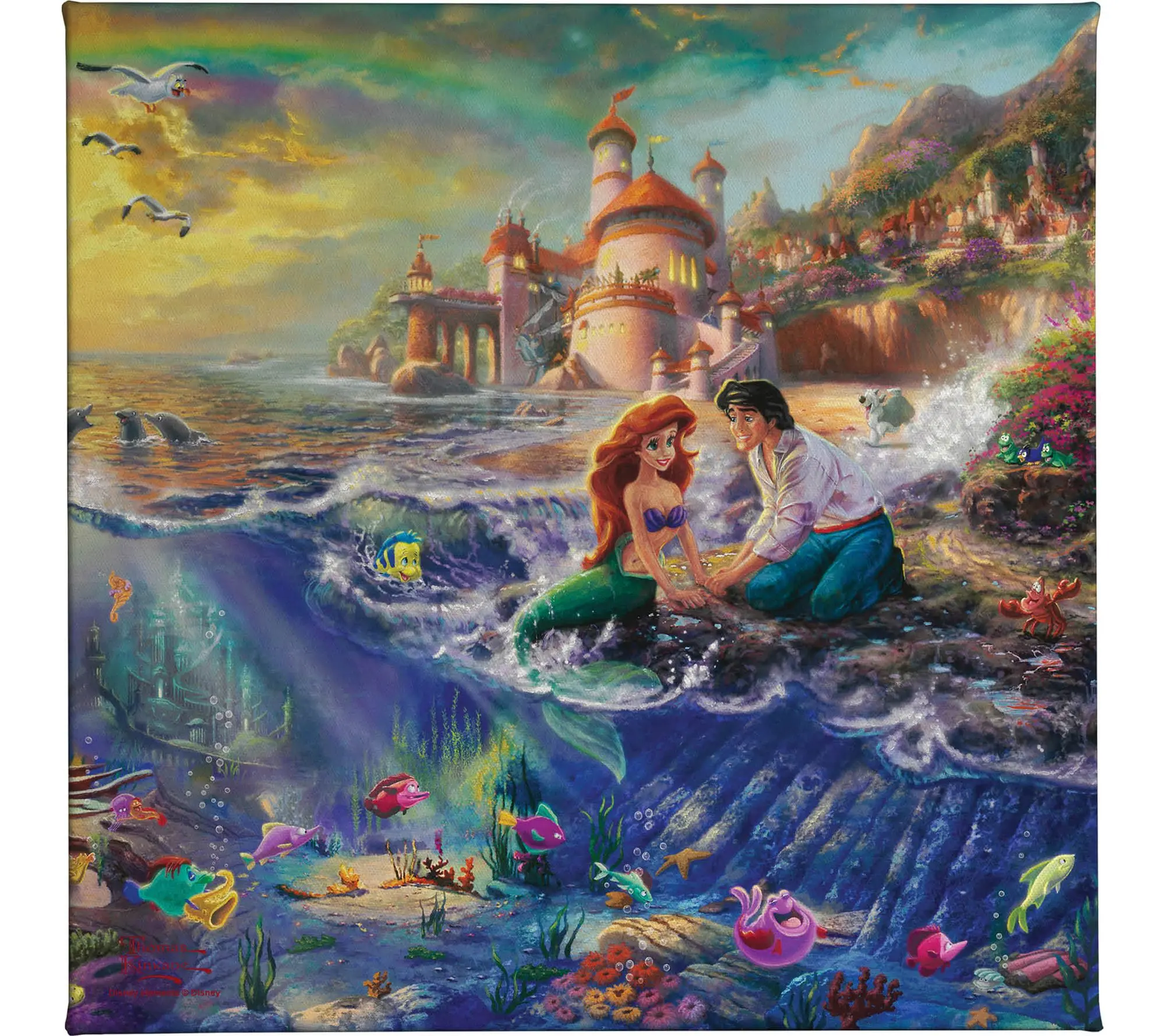 Thomas Kinkade The Little Mermaid - 14" x 14" Gallery Wrap
