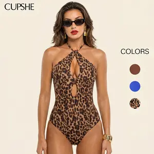 CUPSHE Bold Instinct Animal Print One-Piece | Elegant High Neck Halter Swimsuit | Body-Sculpting Monokini with Soft Cups for Summer swimwear Bathing suit #tiktokshopmemorialday