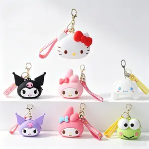 SANRIO Hello Kitty Kuromi Cinnamoroll My Melody Mini Coin Purse Keychain – Adorable Collectible Charm Set with Waterproof Rubber Material, Perfect Gift for Sanrio Fans