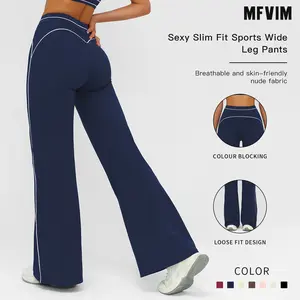 MFVIM Women's Solid High Waist Flare Leg Sports Tummy Control Leggings, Casual Comfy Breathable Wide Waistband Skinny Pants for Workout Running, Ladies Sportswear, Summer Outfits 2025