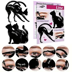 4 Pcs Reusable Plastic Eyeliner Stencils - Cosmetic Time-Saving Makeup Tool for Cat Eye, Winged Eyes, 10 Different DIY Shape Shaping Guides, Ideal Gift for Beauty Enthusiasts