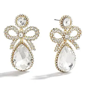 BAUBLEBAR Goldtone Crystal Bow Earrings