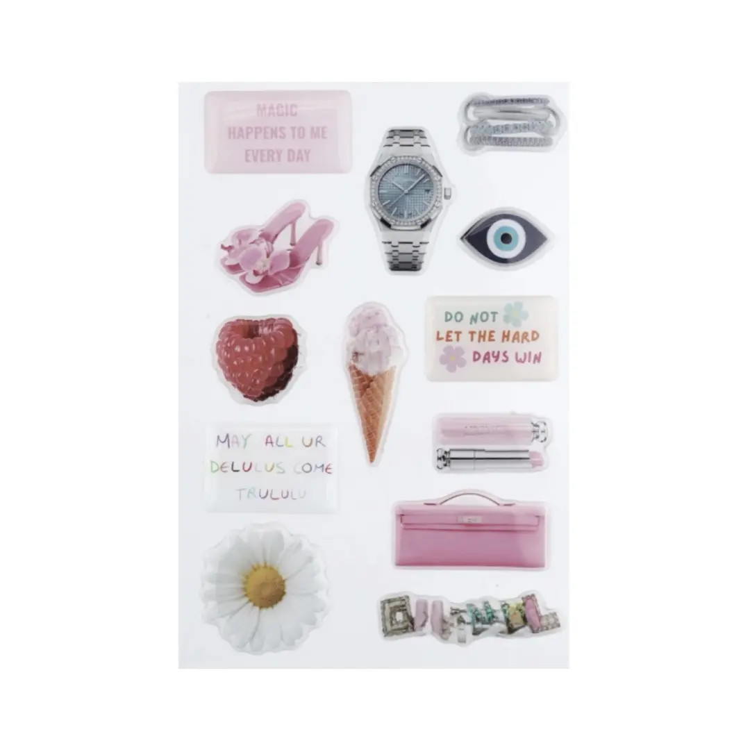 Glossy Dreams Glossy Sticker Set - 13 Affirmation Stickers with Durable Long Last, Easy to Apply & Removable from Various Surfaces Decorative Decal
