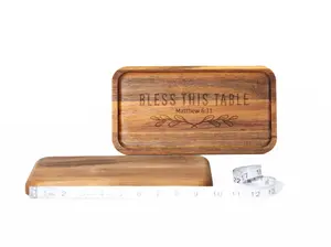 Acacia Serving Board — “Bless This Table” Engraved Scripture Board