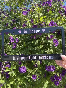 Be Happy License Plate Frame, Cute Car Accessories, Kawaii Pink Car Decor, Positive Plate Cover Gag Gift, Car Girl Quote Accessory Pink Gift