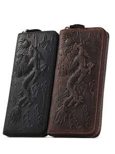 Men's Long Wallet Genuine Leather Traditional Design Large Capacity Multi-Card Slots Handbag Business Casual