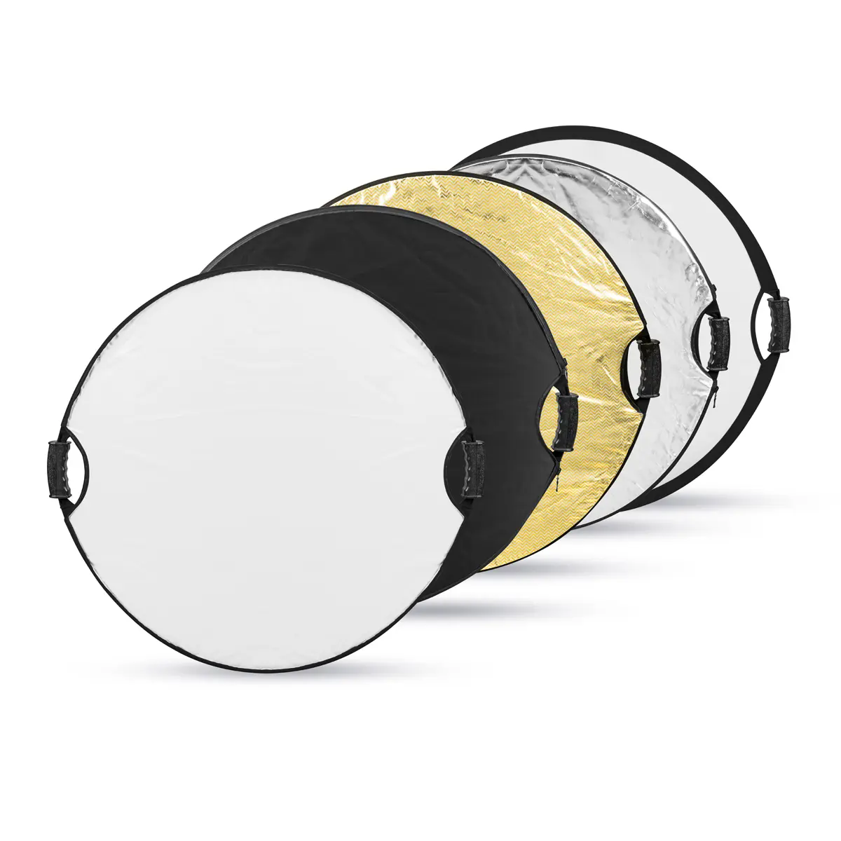32-in Portable Durable Collapsible Circular Camera Reflector with Handles, Zipper Bag & Tripod Compatibility, 5-in-1 Camera Accessory with Golden & Other Light Modification Options for Photography