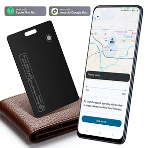KINDEEP Thin Wallet Tracker Card, Item Locato，GPS Tracker，Works with Apple Find My & Android Find Hub, Wireless Charging GPS Locator, IP68 Waterproof