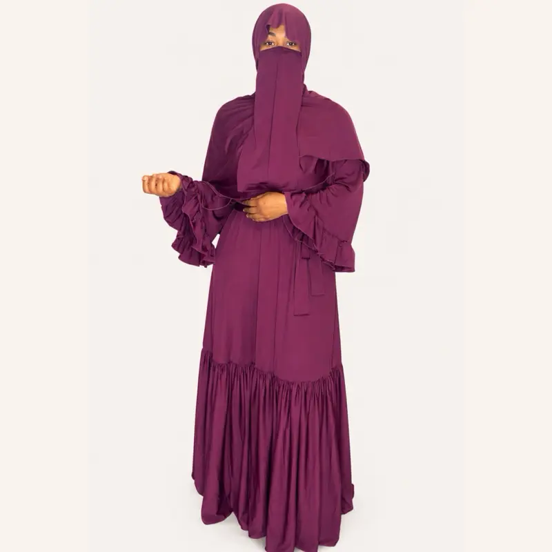 Women's Rafa 3-Piece Modest Abaya Set, Including Matching Khimar & Niqab, Lightweight Flowy Muslim Dress