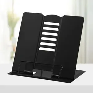 Adjustable metallic Desk Book Stand with Page Clips, Portable & Sturdy Reading Holder for Cookbooks, Textbooks, Tablets & Music Sheets