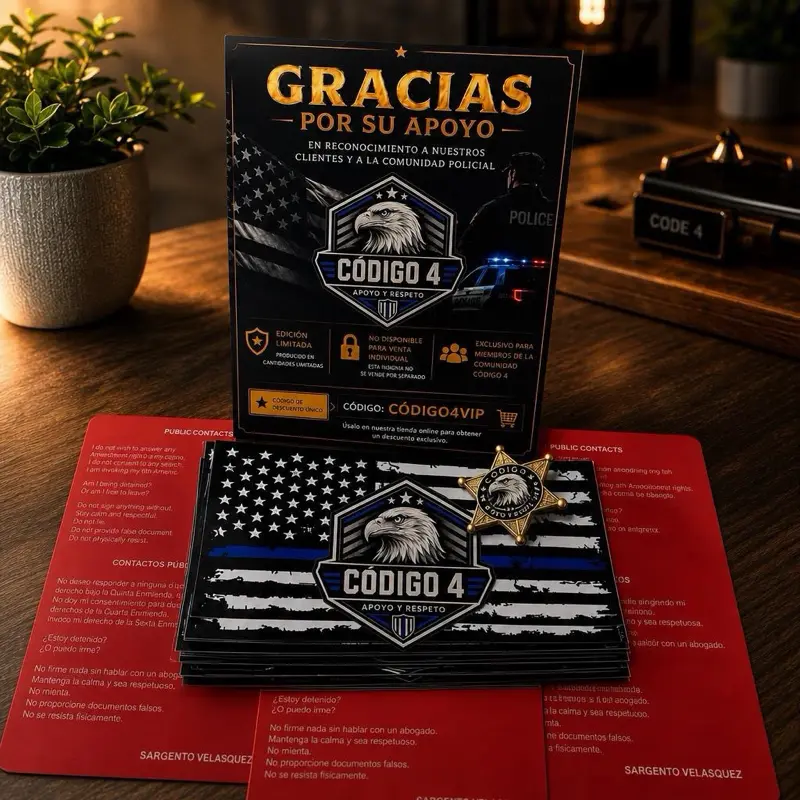 5 unidades  + extras Stickers Código 4 Águila + 3 Tarjetas Rojas + Pin Exclusivo + Tarjeta de Agradecimiento