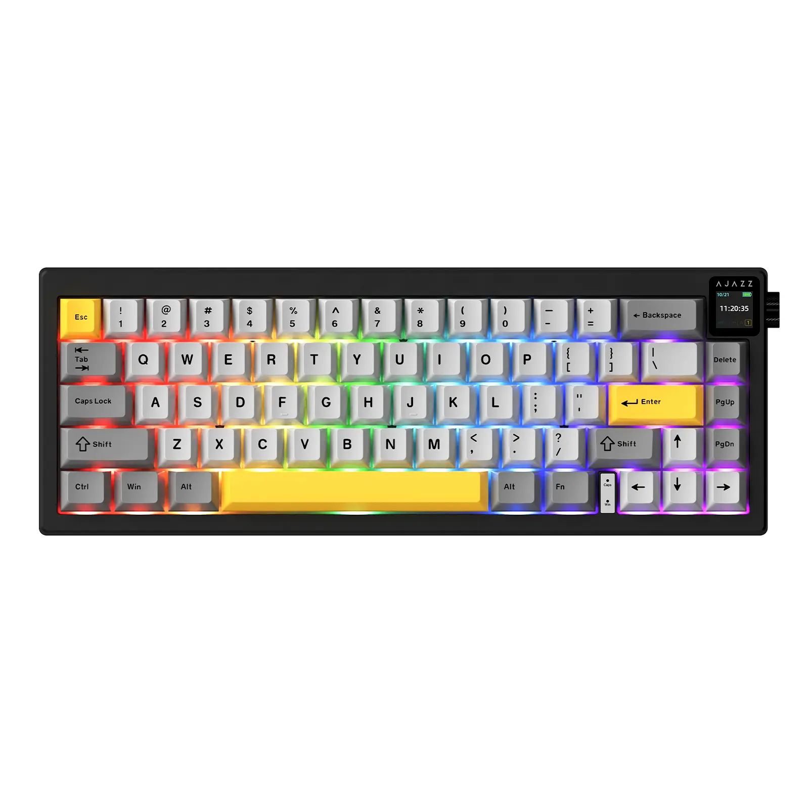AJAZZ AK650 Mechanical Wireless Keyboard - 65% Layout, Tri-Mode Bluetooth/2.4GHz Connectivity, 5000mAh Battery, TFT Screen, Metal Volume Knob, Custom Setup, Full Hot-Swappable Keys, Customizable GIFs