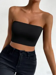 Women's Sleeveless Short Tube Top, Elastic Strapless Bralette, Y2K Style, Tiktok Trend, Soft Breathable Fabric, Summer Beach Party Wear