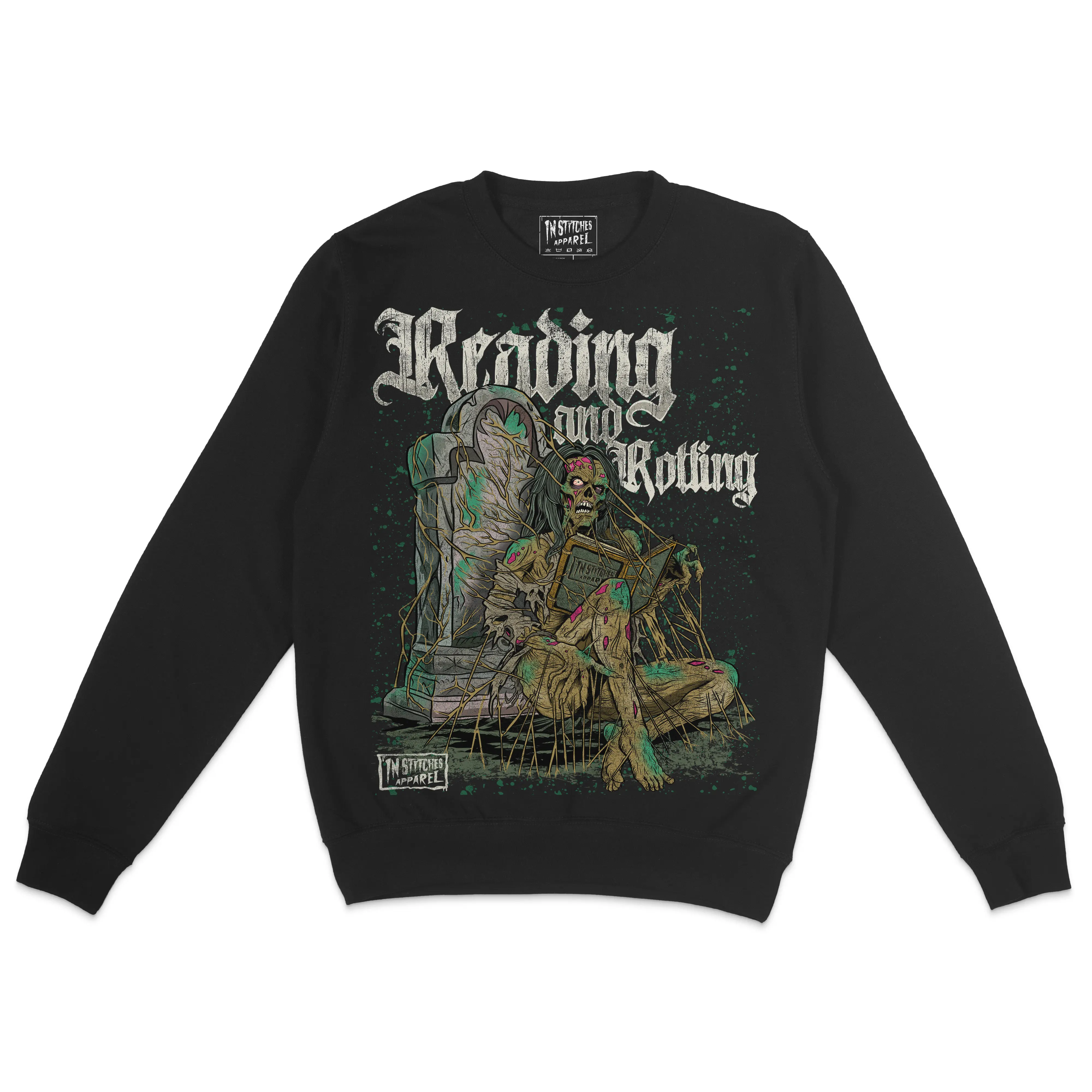Fleece Crewneck Sweatshirt - Reading ad Rotting, Humor, Dark Comedy, Book Lovers, Gift for Readers, Booktok, Vampire