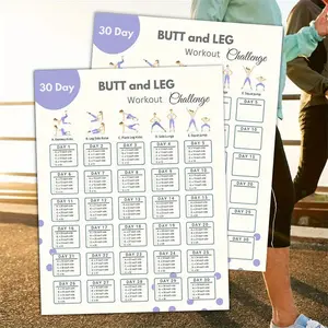 30-Day Butt and Leg Workout Challenge Poster Set of 2 - Paper Fitness Planner for Glute and Thigh Toning, Unframed 8x10 Inch Exercise Schedule for Home Gym
