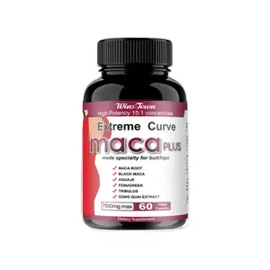 Winstown Maca Plus Capsules, 7500mg Enhancer with Maca Root, Gluteus Boost Vitamins for Women's Extreme Curve, 60 Count