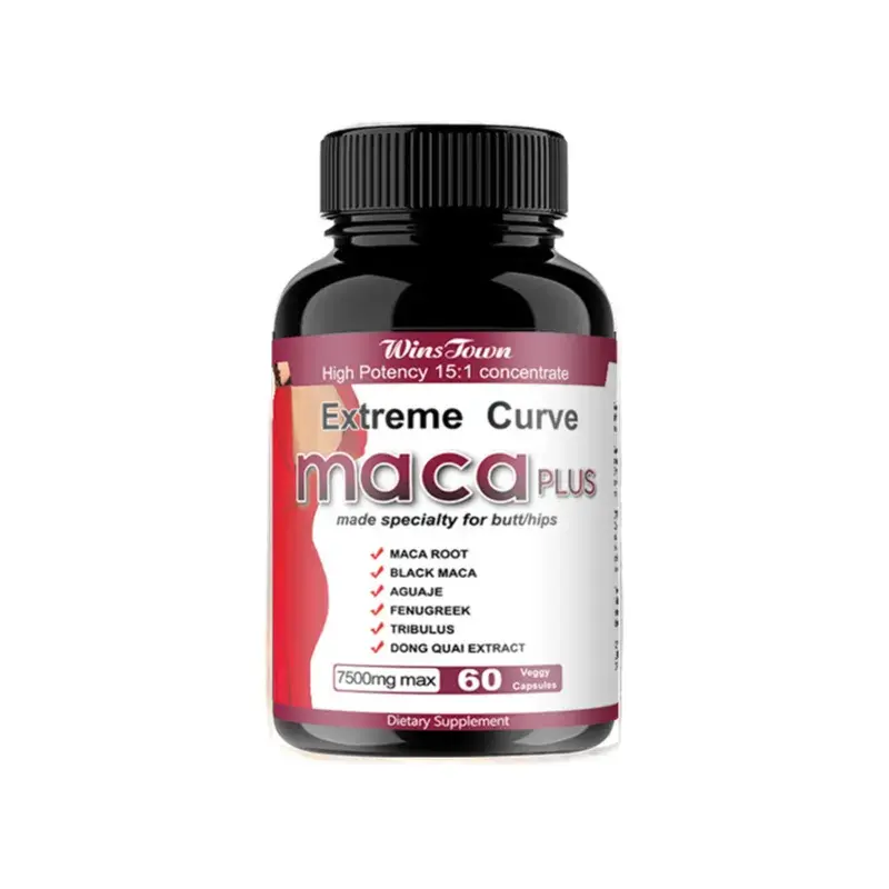 Wins Town Extreme Curve Maca Plus - 7500mg Max 60 Vegan Gummies for Natural Energy & Physical Performance with Black Coffee Extract