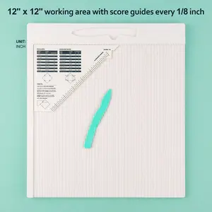 12x12" Scoring Board for Making Mailing Envelopes/Envelope Box/Gift Box; Large Multi-Purpose Score Board with Bone Folder and Triangular Guide; Perfect Tool for Scoring Anything From Heartfelt Gifts and Boxes to Scrapbook Pages and Cards Art Supplies