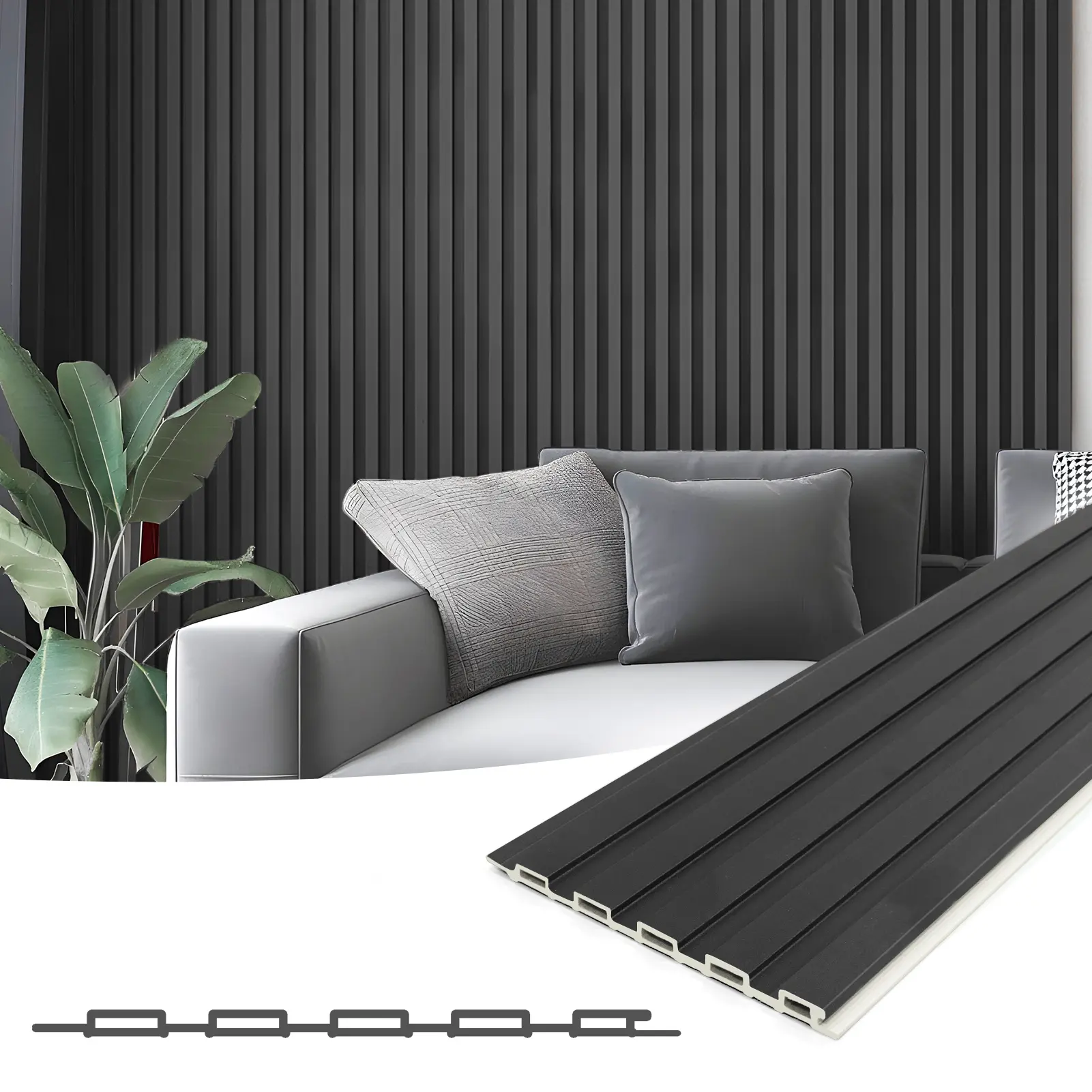 Art3d WPC Acoustic Slat Wall Panels, 16-Pack 48 x 6in 3D Wall Accents for Interior Wall Decor, TV Background, Living Room, Bedroom, Boxwood wallboards