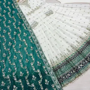 Indian Pakistani Traditional Dress with Red and White Color Scheme, Elegant Design, and Unique Patterns