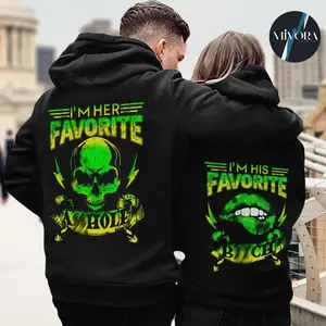 Skull Matching Couple His/ Her Favorite Couple Hoodies Graphic Hoodie Casual  Fleece Fabric Pullover Hooded Sweatshirt for Women for Men, Perfect Gift