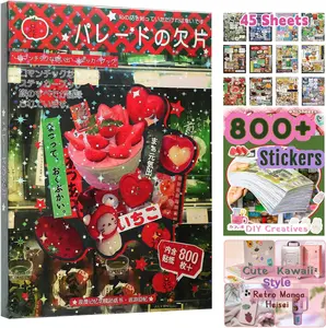 800+ PCS Cute Japanese Aesthetic Sticker Book – 45 Sheets Kawaii Heisei Retro Manga Stickers for Journaling, DIY Scrapbooking & Creative Decoration Summervibes