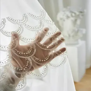 Lace Curtain, 1 Count Exquisite Elegant Door Curtain, Net Curtains Window, Window Curtain for Home Living Room Bedroom Office, Home Decor