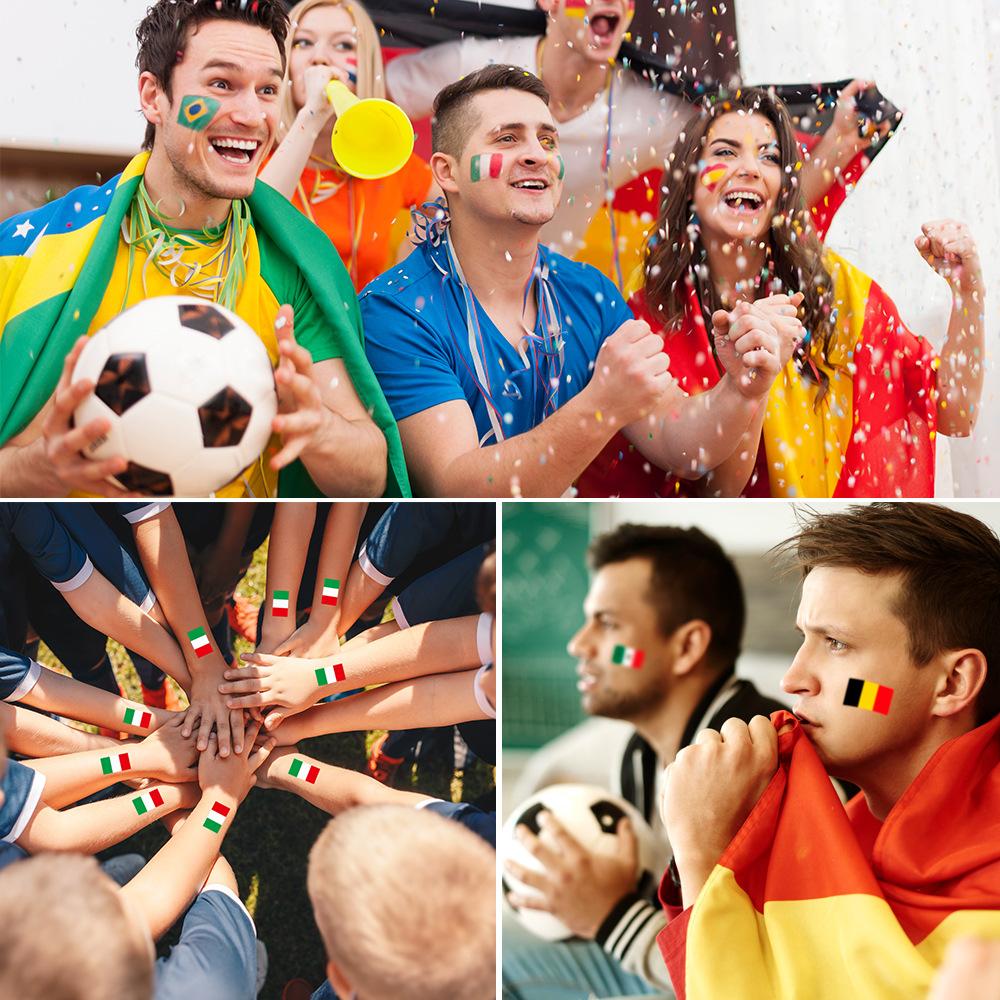 10-Pack Soccer Fan Temporary Tattoos for USA Host City Tournament - Brazil Mexico Argentina Germany Italy National Flags - Football Body Art for All Supporters Adults & Kids