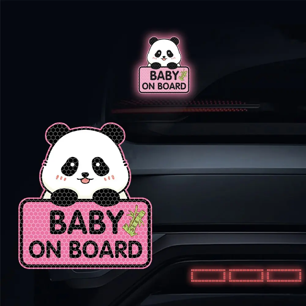 High-Intensity Reflective Baby on Board Car Sticker, Safety Reminder Decal , Cute Panda Reflective Kids on Board Decal, Waterproof Baby in Car Sticker for Car Window Bumper, Sticker for Cars, Automotive Decals, Automobile Decals, Car Accessories