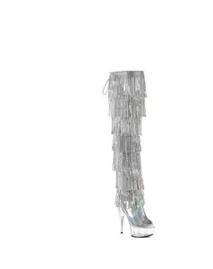 6" Heel, 1 3/4" PF 7-Layer Fringe Lace-Up Back Thigh Boot