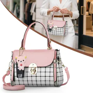 Plaid Pattern Handbag, Women's Buckle Decor Flap Purse, Fashion PU Leather Crossbody Bag Gift Elegant Accessory Style