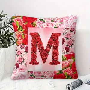 Custom Rose Bouquet Letter Pillow (with Insert), Soft, Cozy & Skin-Friendly. Sweet Loving Decor for Living Room & Sofa, Delicate Warm Surprise Gift for Festivals
