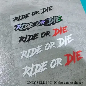 1PC Street Hardcore Light Cool Decor Sticker, Graphic Decal (for motorcycle helmet/trendy backpack) Multi-Color "Ride or Die" Graffiti logo design, street rebellious & edgy vibe Decals