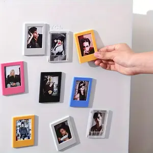10pcs Colorful Magnetic Photo Frames, 3-Inch Refrigerator Magnets for Home Memory Photos, Home Decor Accessory, Family Room Living Office Decorative Picture Card Display Christmas Gift, DIY Magnets for Fridge, Wall Decoration, Retro Design