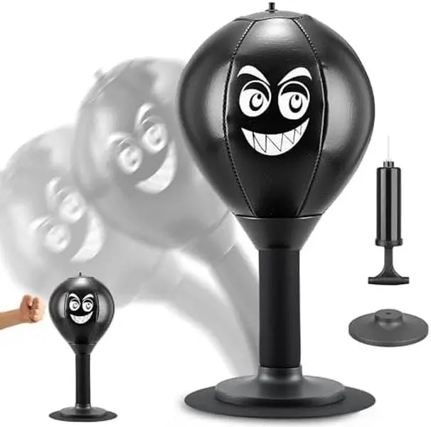 Desktop Punching Bag, Small Relaxing Punch Rage Bag Stress Relief with Upgraded Strong Suction Cup & All-Around Foam Protect Spring, Portable Tabletop Boxing Ball for Adult Youth Office Friends Home